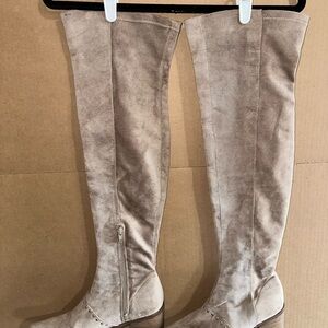 Report Women's Zaria Over The Knee Boot Taupe Faux Suede Boots Size 9.5